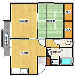 JR呉線 天神川駅 徒歩16分の賃貸アパート 1階2DKの間取り