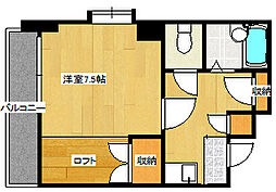 広島電鉄宮島線 古江駅 徒歩4分の賃貸マンション 3階1Kの間取り