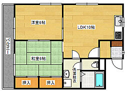 広島電鉄8系統 舟入南駅 徒歩12分の賃貸マンション 1階2LDKの間取り