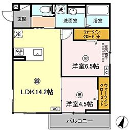 広島高速交通アストラムライン 祇園新橋北駅 徒歩10分の賃貸アパート 2階2LDKの間取り