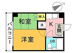 広島電鉄1系統 御幸橋駅 徒歩3分の賃貸マンション 3階1Kの間取り
