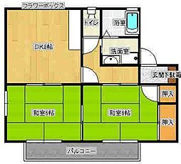 JR山陽本線 向洋駅 徒歩17分の賃貸アパート 2階2DKの間取り