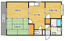 広島電鉄5系統 比治山橋駅 徒歩13分の賃貸アパート 3階3DKの間取り