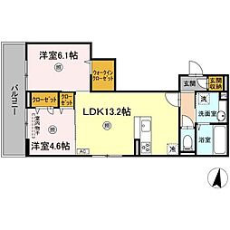 広島高速交通アストラムライン 西原駅 徒歩14分の賃貸アパート 2階2LDKの間取り