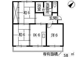 JR山陽本線 天神川駅 徒歩13分の賃貸マンション 1階3DKの間取り
