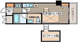広島電鉄8系統 舟入本町駅 徒歩1分の賃貸マンション 9階ワンルームの間取り
