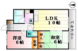 広島高速交通アストラムライン 西原駅 徒歩4分の賃貸マンション 1階2LDKの間取り