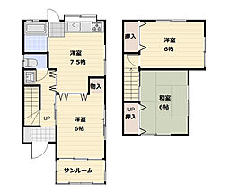 JR山陽本線 天神川駅 徒歩24分の賃貸一戸建て 1階3DKの間取り