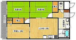 広島高速交通アストラムライン 中筋駅 徒歩5分の賃貸マンション 3階3LDKの間取り
