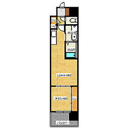 広島電鉄5系統 比治山下駅 徒歩4分の賃貸マンション 12階1LDKの間取り