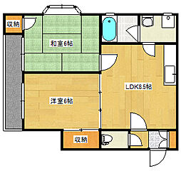 広島電鉄2系統 広電西広島(己斐)駅 徒歩14分の賃貸アパート 1階2DKの間取り