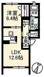 広島高速交通アストラムライン 上安駅 徒歩4分の賃貸マンション 1階1LDKの間取り