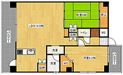 広島電鉄9系統 女学院前駅 徒歩2分の賃貸マンション 12階2LDKの間取り