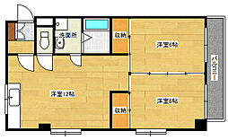 JR芸備線 矢賀駅 徒歩16分の賃貸マンション 5階2LDKの間取り