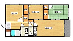 広島電鉄宮島線 高須駅 徒歩8分の賃貸マンション 3階3LDKの間取り