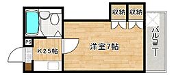JR芸備線 戸坂駅 徒歩5分の賃貸マンション 2階1Kの間取り