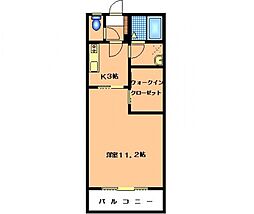 JR可部線 七軒茶屋駅 徒歩4分の賃貸マンション 3階1Kの間取り