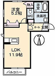 広島高速交通アストラムライン 伴駅 徒歩5分の賃貸アパート 2階1LDKの間取り
