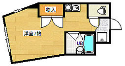 広島電鉄宮島線 井口駅 徒歩2分の賃貸マンション 3階ワンルームの間取り