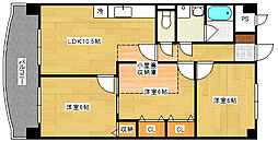 JR芸備線 上深川駅 3.3kmの賃貸マンション 3階3LDKの間取り