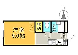 JR可部線 下祇園駅 徒歩11分の賃貸アパート 2階ワンルームの間取り