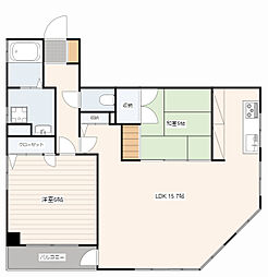 広島電鉄8系統 舟入町駅 徒歩7分の賃貸マンション 3階2LDKの間取り