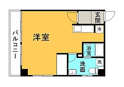 広島電鉄8系統 十日市町駅 徒歩3分の賃貸マンション 2階ワンルームの間取り