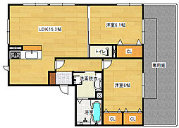 広島高速交通アストラムライン 中筋駅 徒歩11分の賃貸アパート 1階2LDKの間取り