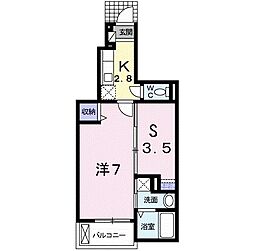 JR芸備線 矢賀駅 徒歩22分の賃貸アパート 1階1SKの間取り