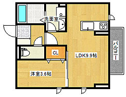 広島電鉄宮島線 草津駅 徒歩4分の賃貸アパート 1階1LDKの間取り