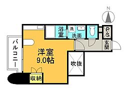 広島電鉄1系統 袋町駅 徒歩6分の賃貸マンション 2階ワンルームの間取り