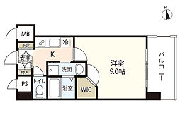 広島電鉄8系統 横川一丁目駅 徒歩1分の賃貸マンション 12階1Kの間取り