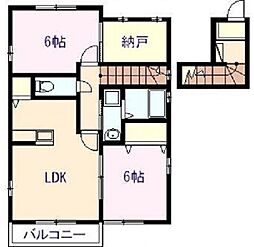 JR芸備線 矢賀駅 徒歩24分の賃貸アパート 2階2LDKの間取り
