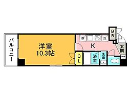 広島電鉄2系統 十日市町駅 徒歩2分の賃貸マンション 9階1Kの間取り
