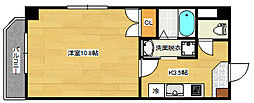 広島電鉄1系統 中電前駅 徒歩10分の賃貸マンション 10階1Kの間取り