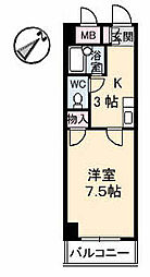 広島電鉄9系統 白島駅 徒歩13分の賃貸マンション 5階1Kの間取り