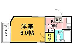 広島高速交通アストラムライン 牛田駅 徒歩12分の賃貸アパート 2階1Kの間取り