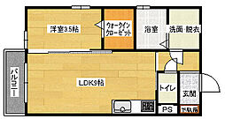 広島高速交通アストラムライン 伴中央駅 徒歩5分の賃貸アパート 1階1LDKの間取り