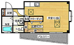 広島高速交通アストラムライン 牛田駅 徒歩14分の賃貸マンション 4階ワンルームの間取り