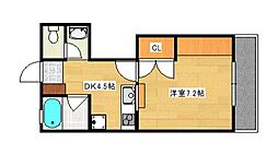 広島電鉄2系統 広電西広島(己斐)駅 徒歩7分の賃貸マンション 3階1DKの間取り