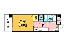 広島電鉄8系統 舟入幸町駅 徒歩5分の賃貸マンション 3階1Kの間取り
