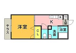 JR芸備線 矢賀駅 徒歩16分の賃貸アパート 2階1Kの間取り