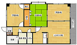 JR可部線 緑井駅 徒歩12分の賃貸マンション 3階3LDKの間取り