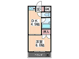広島電鉄宮島線 草津駅 徒歩5分の賃貸マンション 4階1DKの間取り