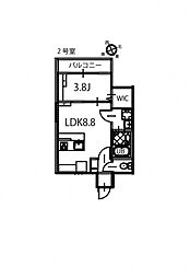 広島電鉄8系統 舟入南駅 徒歩4分の賃貸アパート 3階1LDKの間取り