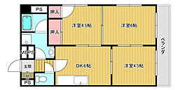 JR可部線 下祇園駅 徒歩7分の賃貸マンション 3階3DKの間取り