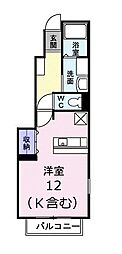 JR呉線 矢野駅 徒歩15分の賃貸アパート 1階1Kの間取り