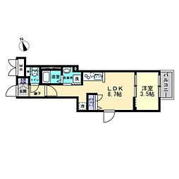 広島電鉄8系統 江波駅 徒歩5分の賃貸アパート 3階1LDKの間取り