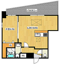 広島電鉄8系統 舟入本町駅 徒歩8分の賃貸マンション 4階1LDKの間取り