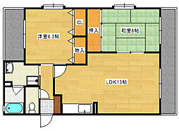 広島電鉄宮島線 高須駅 徒歩9分の賃貸マンション 2階2LDKの間取り